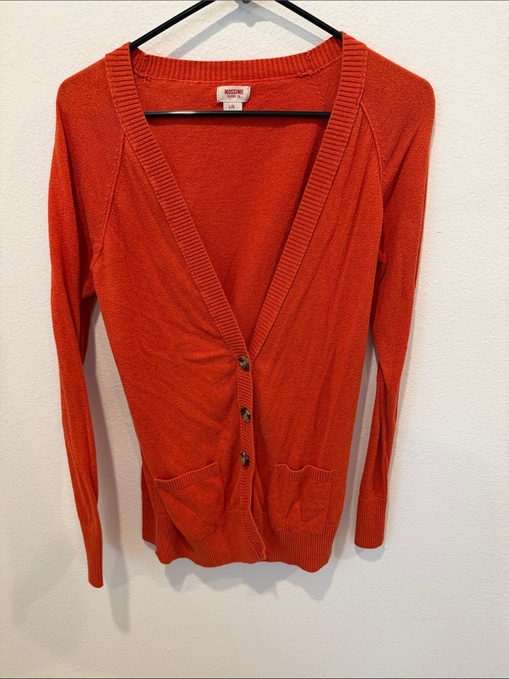 Mossimo Supply Co. Orange V-Neck Button Cardigan